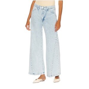 Frame Denim Light Wash Wide Leg Jeans - Light Blue